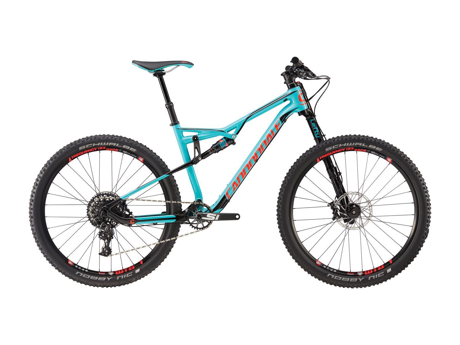 Cannondale Habit Carbon SE, turquoise w/ jet black, acid red, gloss - Bild 1