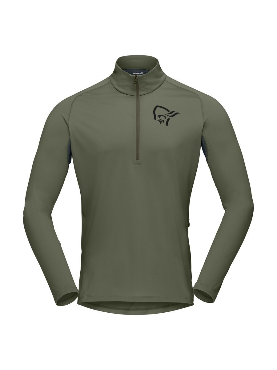 Norrona fjørå equaliser Long Sleeve Zip Top M's, olive night/caviar - Bild 1
