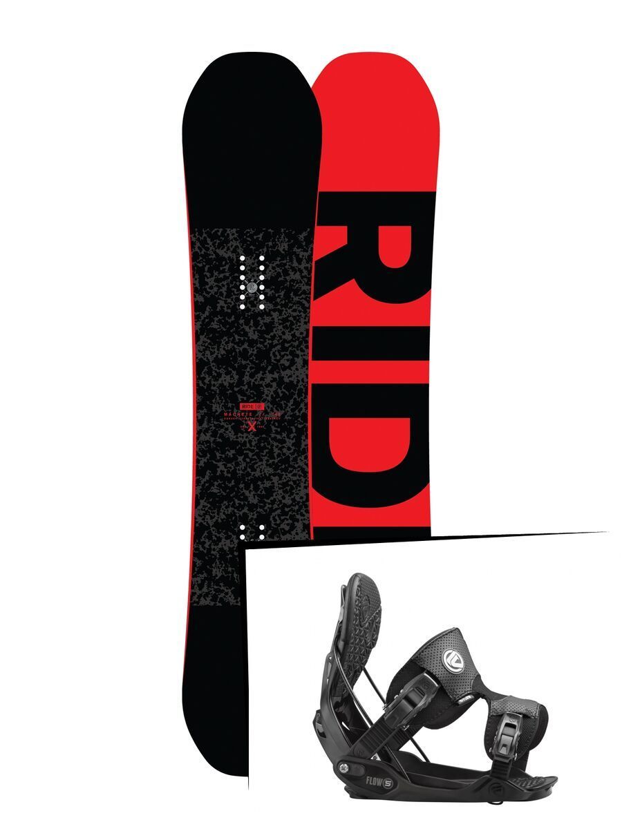 Set: Ride Machete 2017 + Flow Five 2016, black - Snowboardset - Bild 1