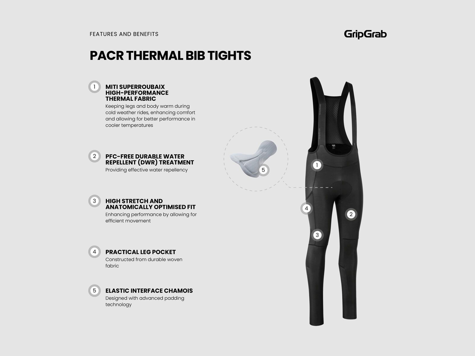 GripGrab PACR Thermal Bib Tights, black - Bild 7
