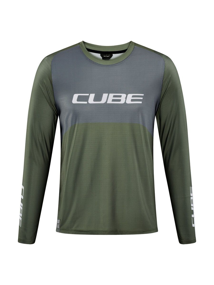 Cube Vertex Rundhalstrikot TM langarm olive´n´grey S 122960079