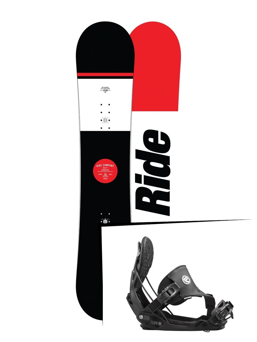 Set: Ride Agenda Wide 2017 + Flow Five Hybrid 2016, black - Snowboardset - Bild 1