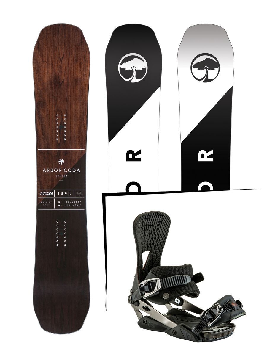 Set: Arbor Coda Camber 2017 + Nitro Machine 2017, black - Snowboardset - Bild 1