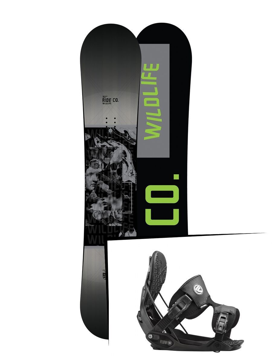 Set: Ride Wild Life 2017 + Flow Five 2016, black - Snowboardset - Bild 1