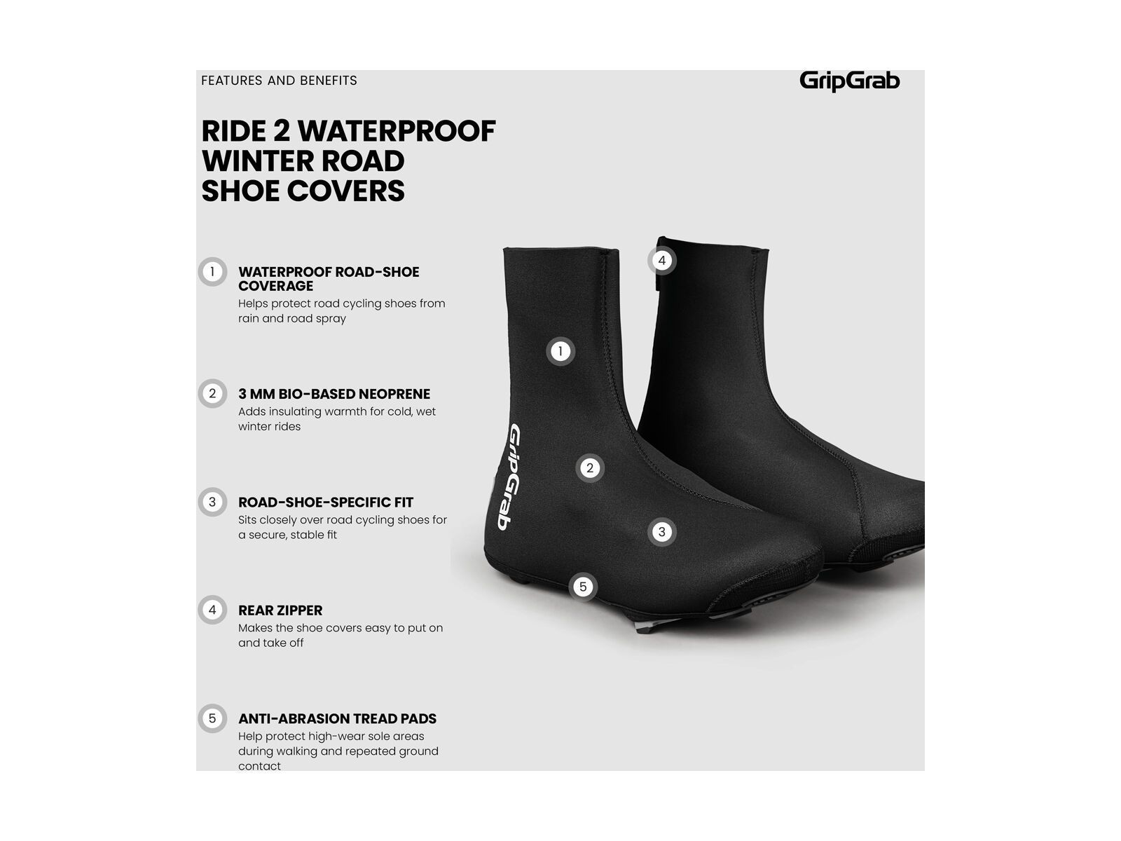 GripGrab RIDE 2 Waterproof Winter Road Shoe Covers, Black - Bild 9