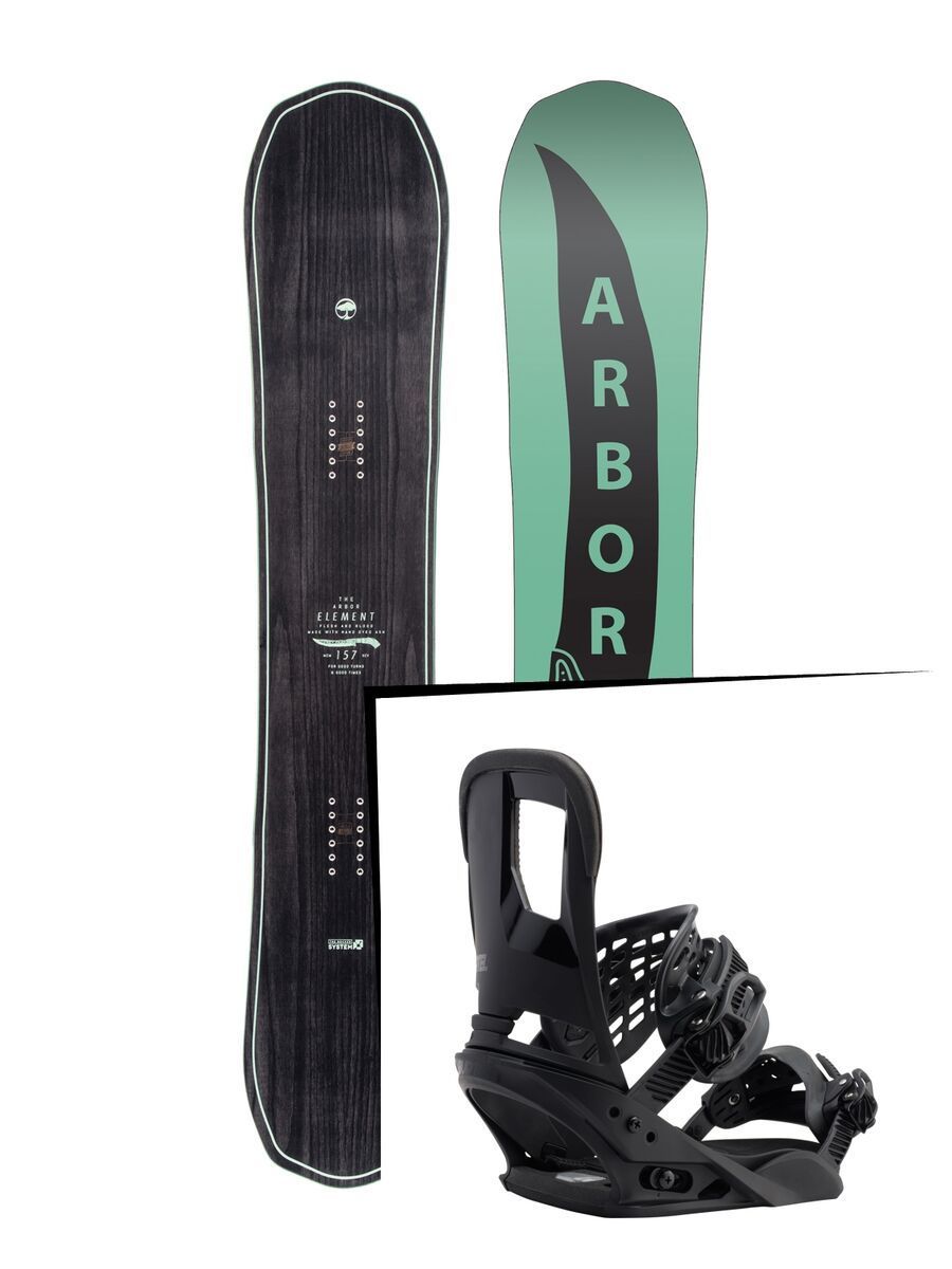 Set: Arbor Element 2017 + Burton Cartel 2017, black - Snowboardset - Bild 1