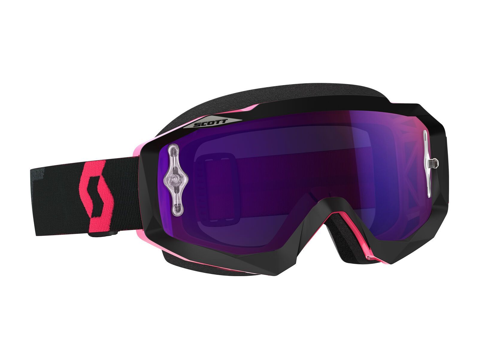 Scott Goggle Hustle MX, black/fluo pink/Lens: purple chrome - Bild 1