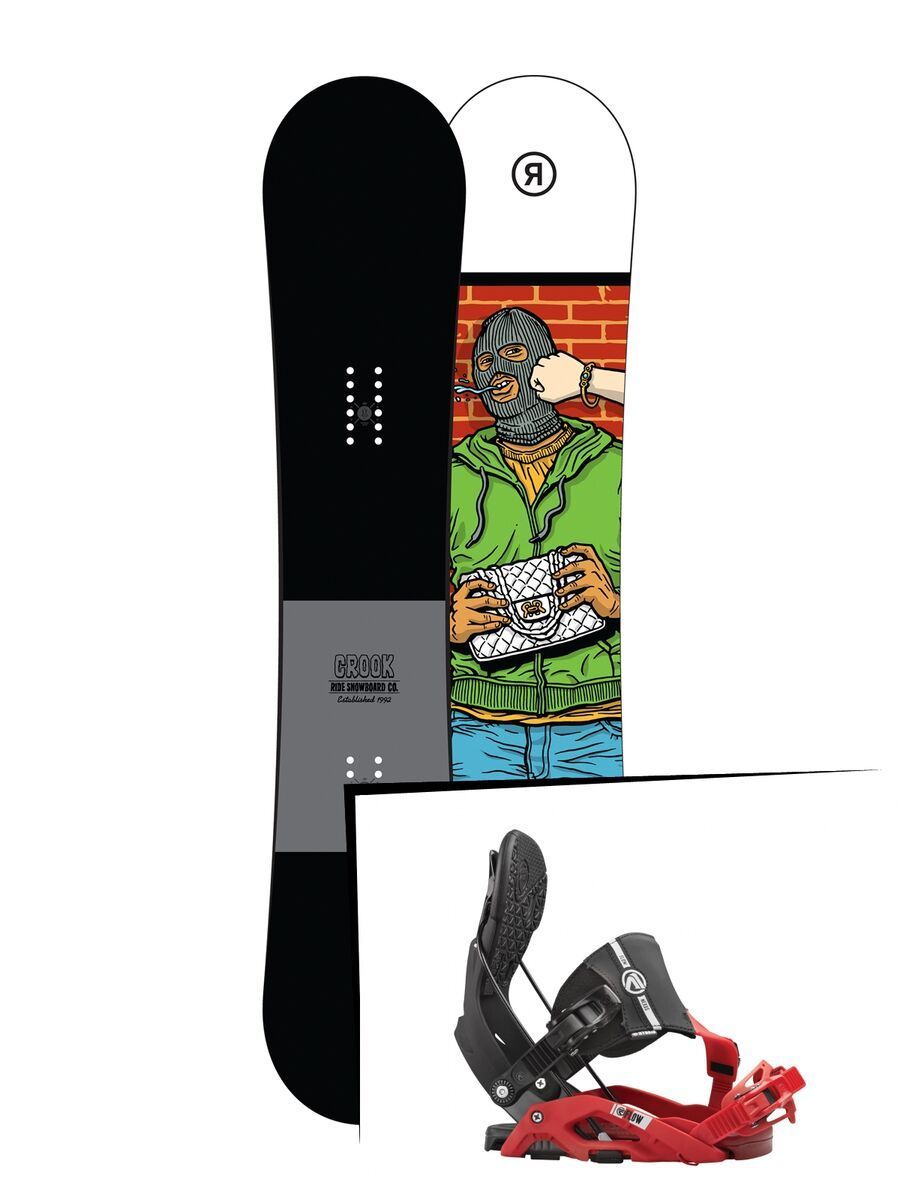 Set: Ride Crook 2017 + Flow Nexus Hybrid 2016, black/red - Snowboardset - Bild 1