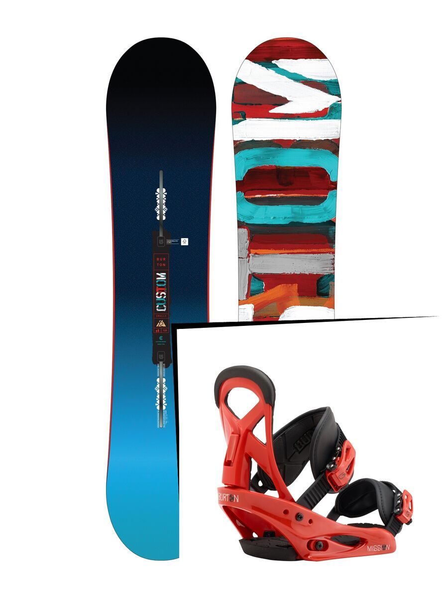 Set: Burton Custom Smalls 2017 + Burton Mission Smalls 2017, el rojo - Snowboardset - Bild 1