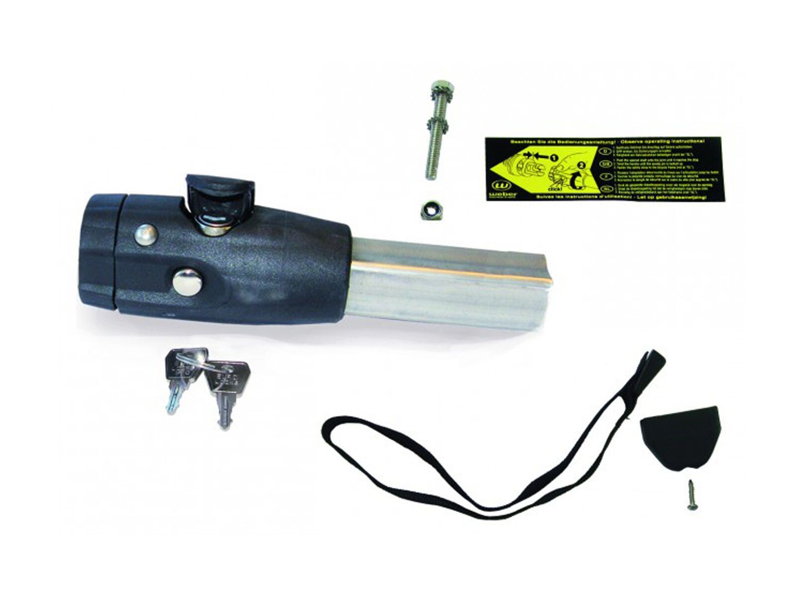 Weber Deichselanschluss vierkant für Thule Chariot / Carry Freedom - mit Schloss - Bild 1