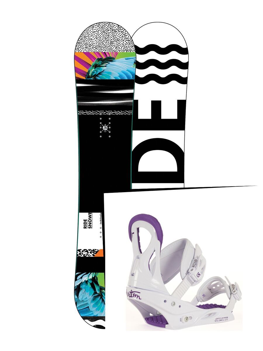 Set: Ride Rapture 2017 + Burton Stiletto Disc 2017, white/purple - Snowboardset - Bild 1