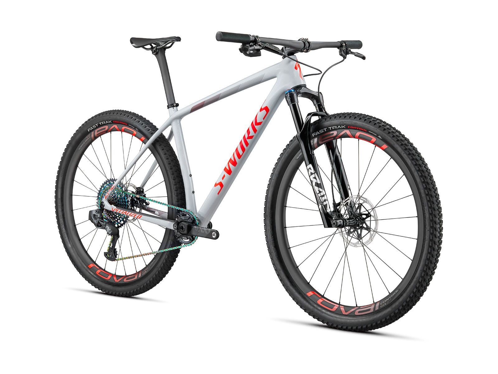 Specialized S-Works Epic HT AXS, gloss dove grey/rocket red/crimson - Bild 2