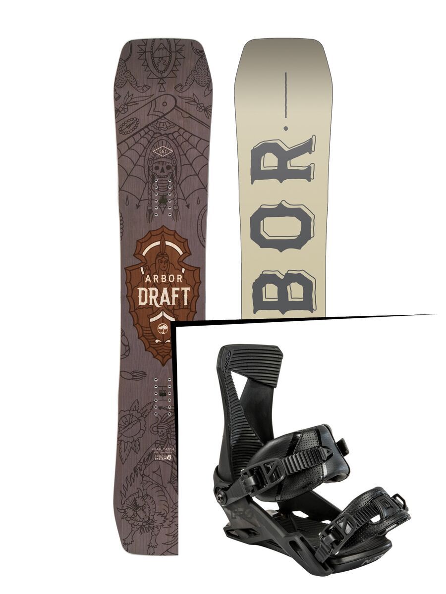 Set: Arbor Draft 2017 + Nitro Zero 2015, black - Snowboardset - Bild 1