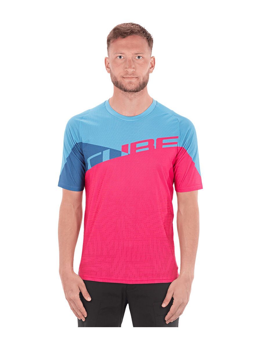 Cube Edge Rundhalstrikot kurzarm, pink´n´blue - Bild 2