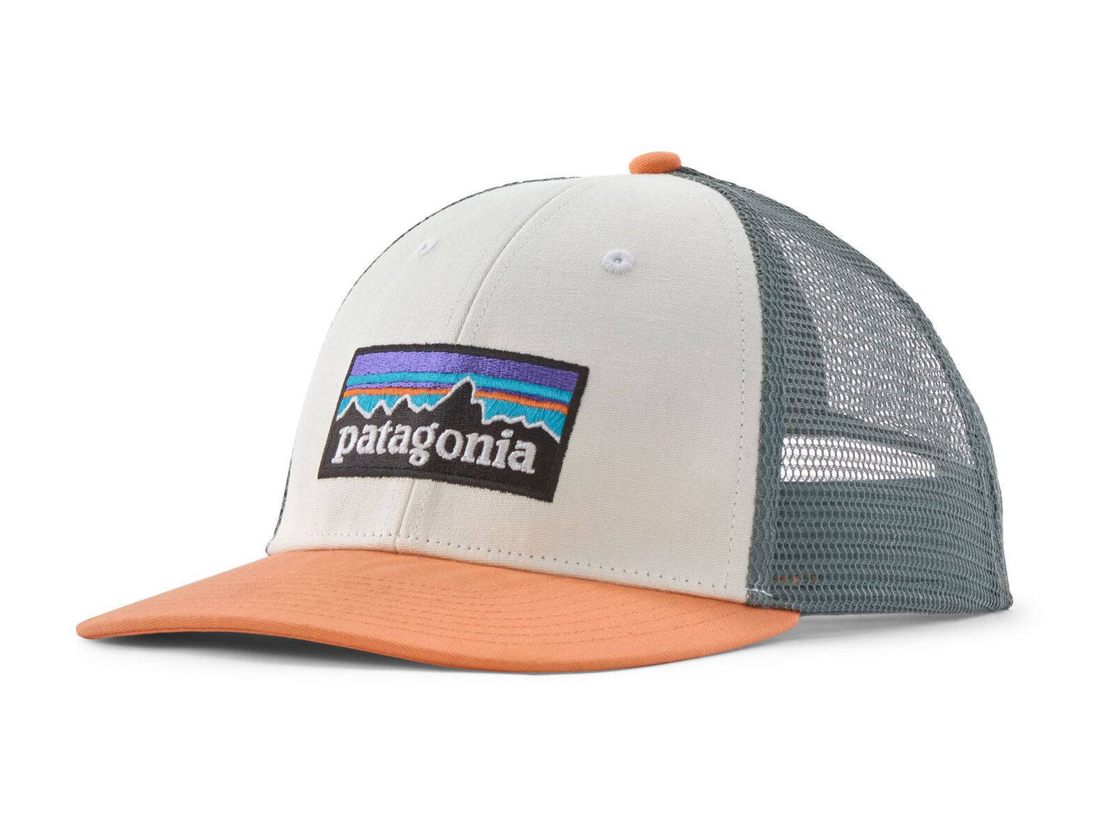 Patagonia P-6 Logo LoPro Trucker Hat, white w/peach sherbet - Bild 1