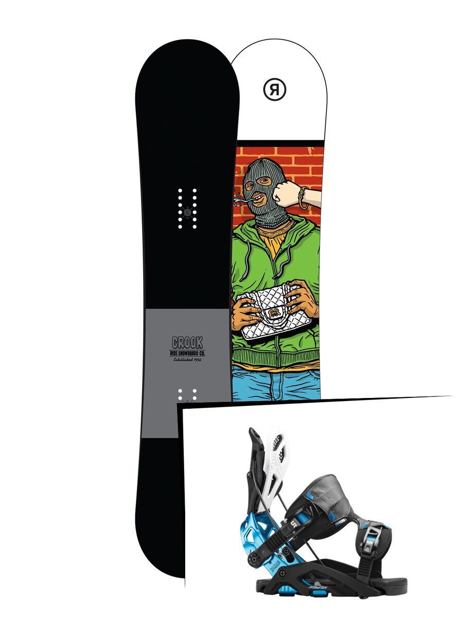 Set: Ride Crook 2017 + Flow Fuse-GT 2016, black/blue - Snowboardset - Bild 1