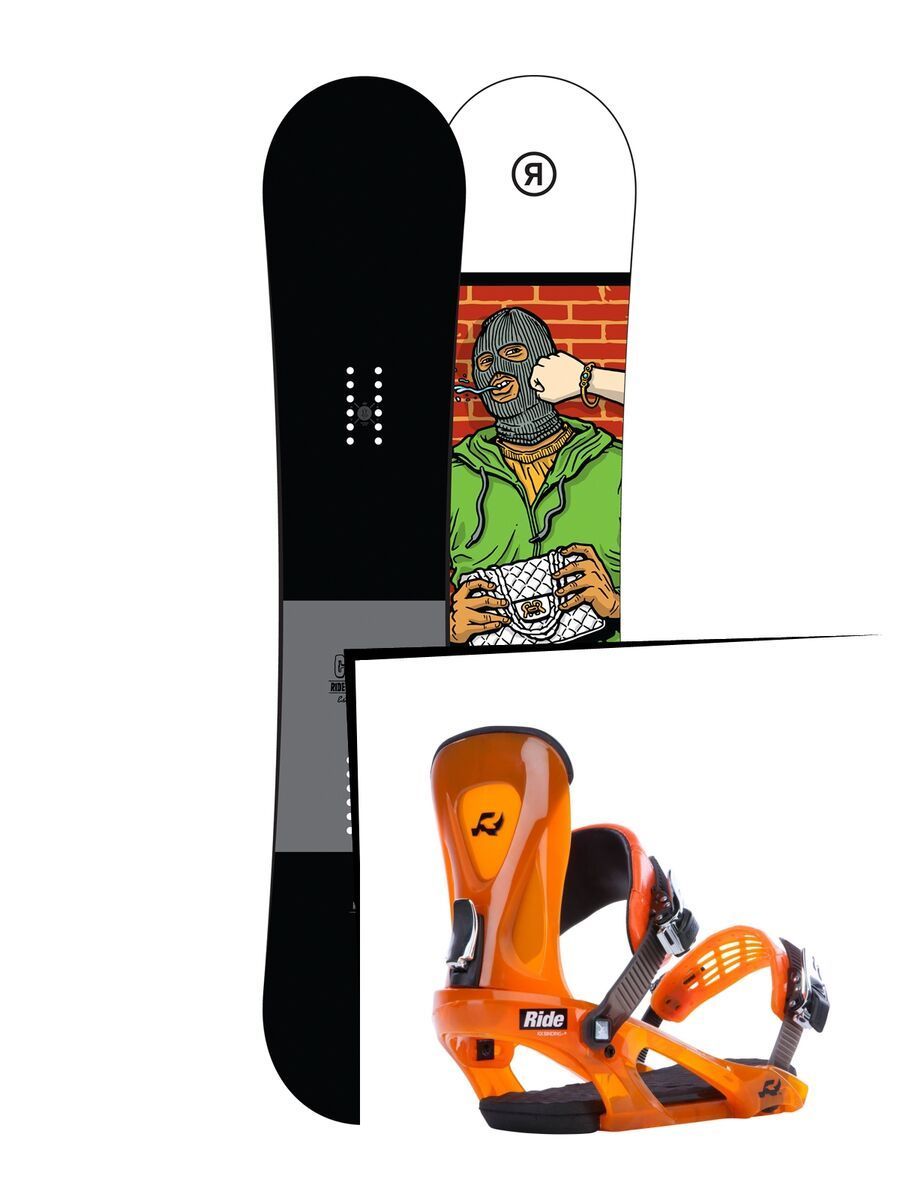 Set: Ride Crook 2017 + Ride KX 2015, orange - Snowboardset - Bild 1