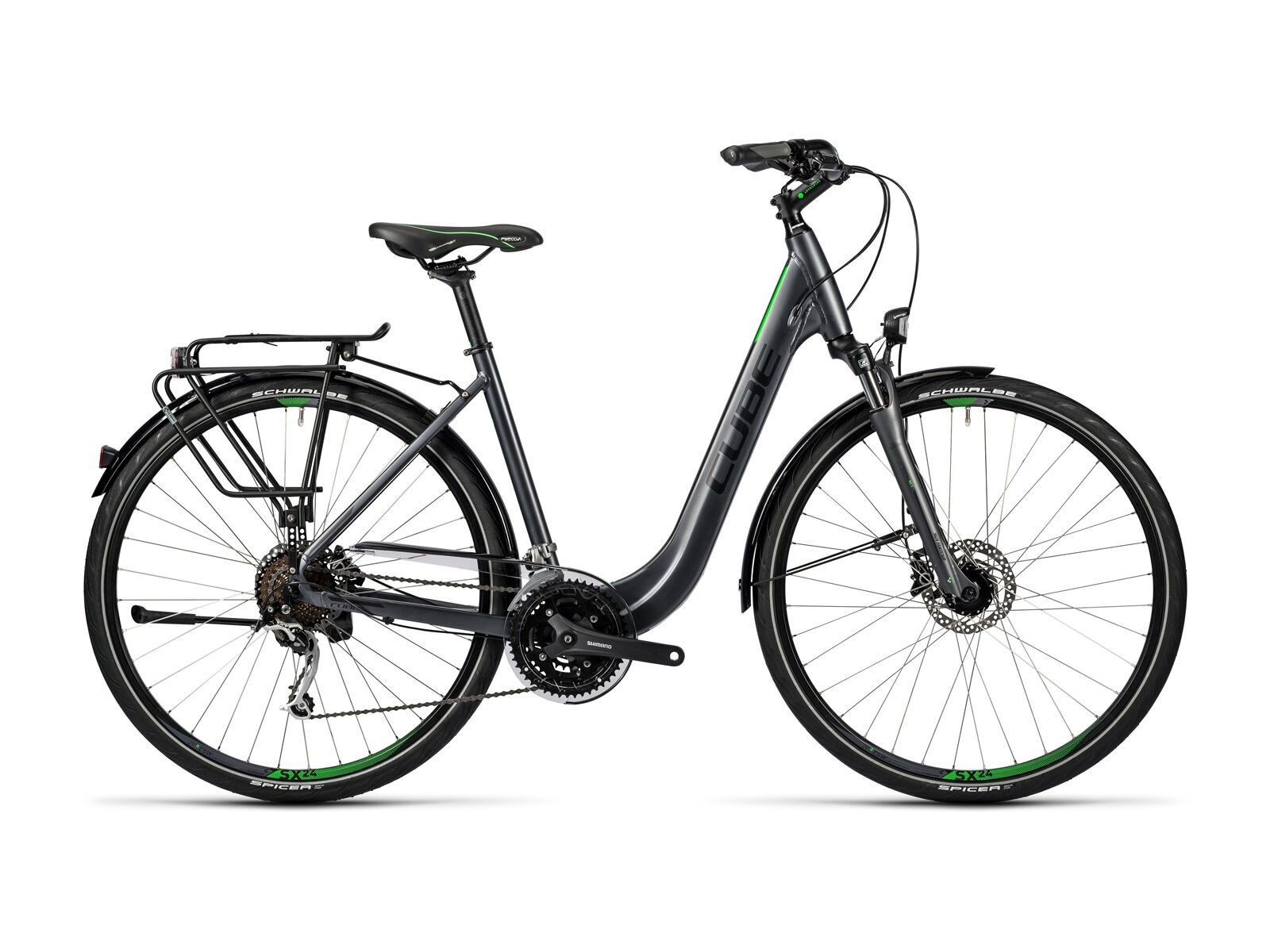 Cube Touring EXC Easy Entry, grey black flashgreen - Bild 1