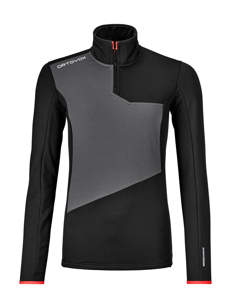 Ortovox Merino Fleece Light Zip Neck W, black raven - Bild 1