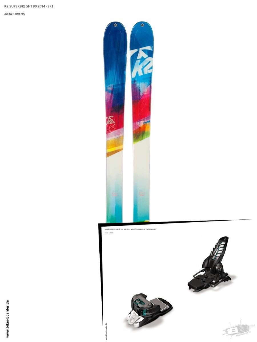 K2 SKI Set: SuperBright 90 2014 + Marker Griffon 13 - Bild 1