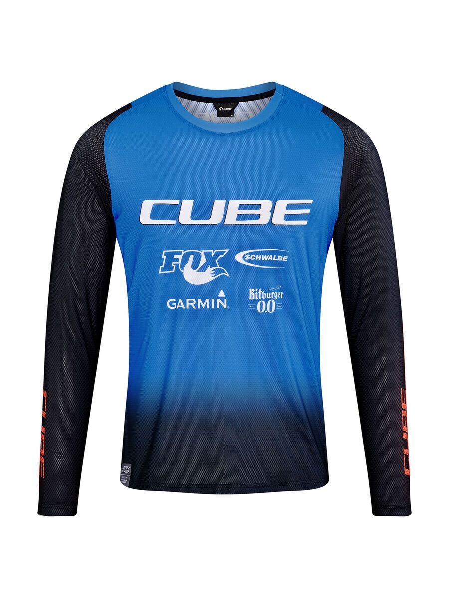 Cube Vertex Rundhalstrikot langarm X Actionteam, black´n´blue - Bild 1