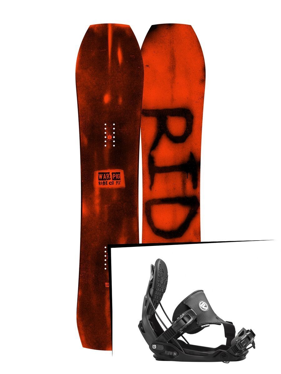 Set: Ride Warpig Large 2017 + Flow Five Hybrid 2016, black - Snowboardset - Bild 1