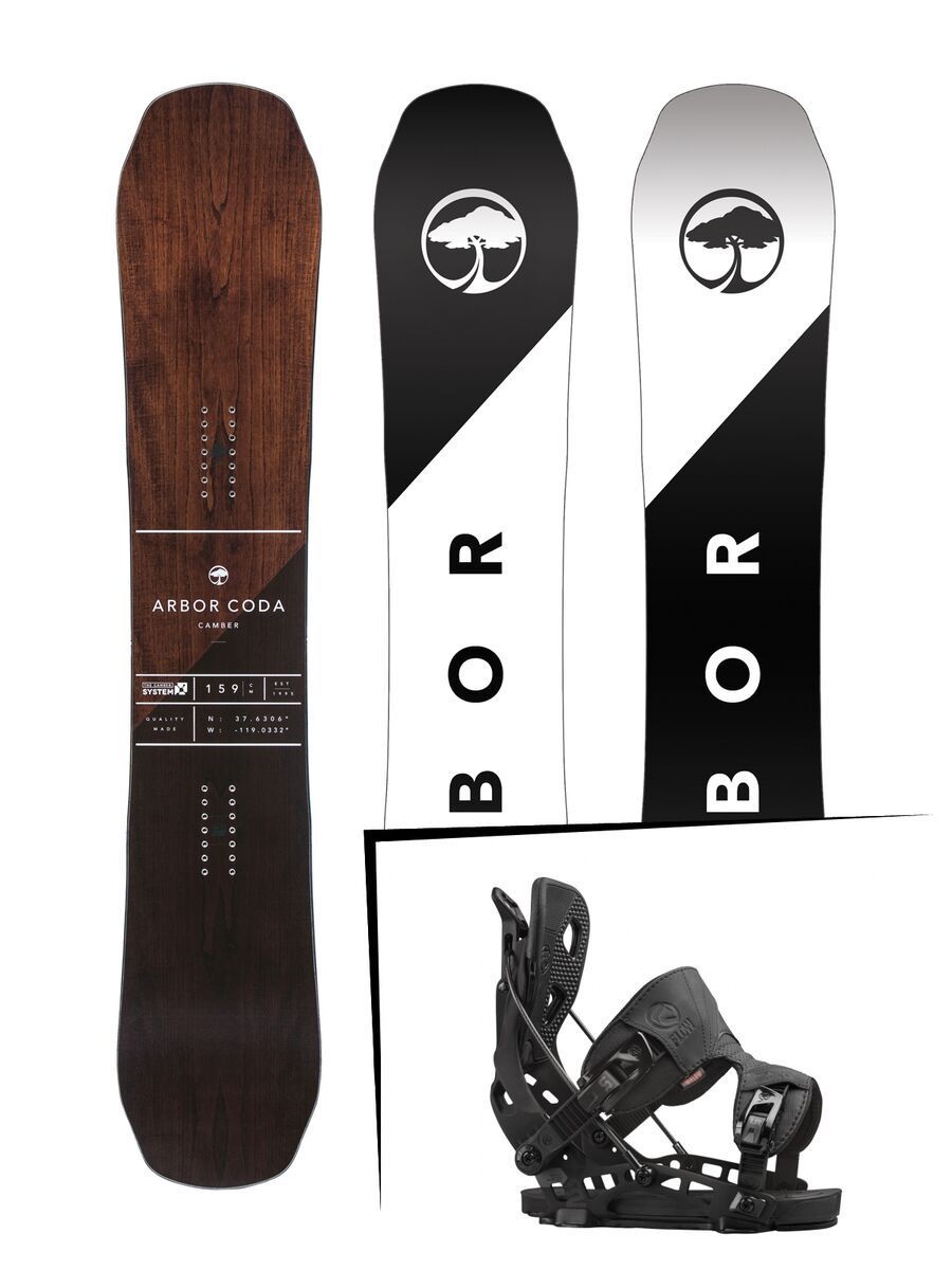 Set: Arbor Coda Camber 2017 + Flow NX2 2016, black - Snowboardset - Bild 1