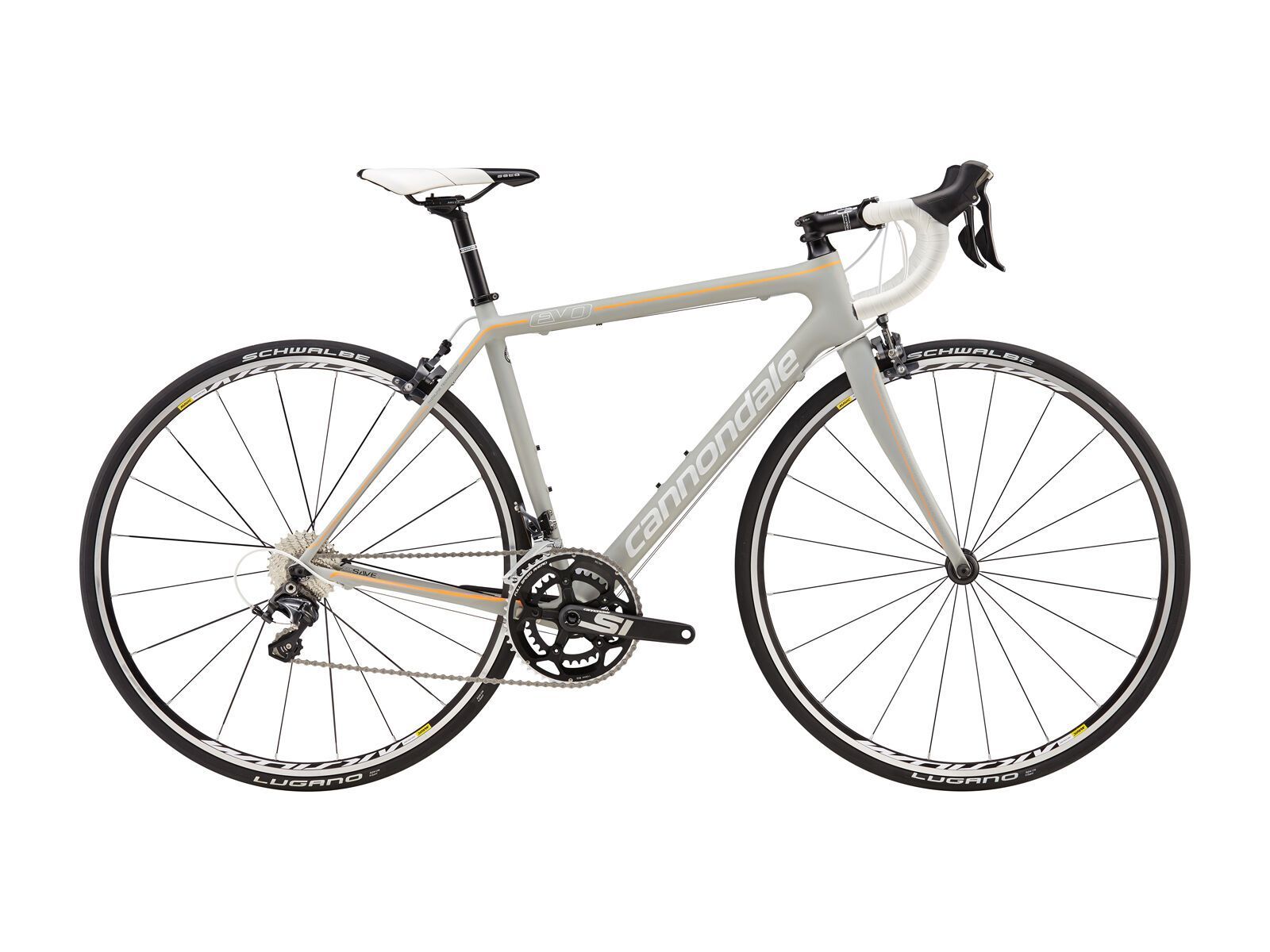 Cannondale SuperSix Evo Women's Ultegra 4, primer grey w/ acid orange, magnesium white and nearly black, matte - Bild 1