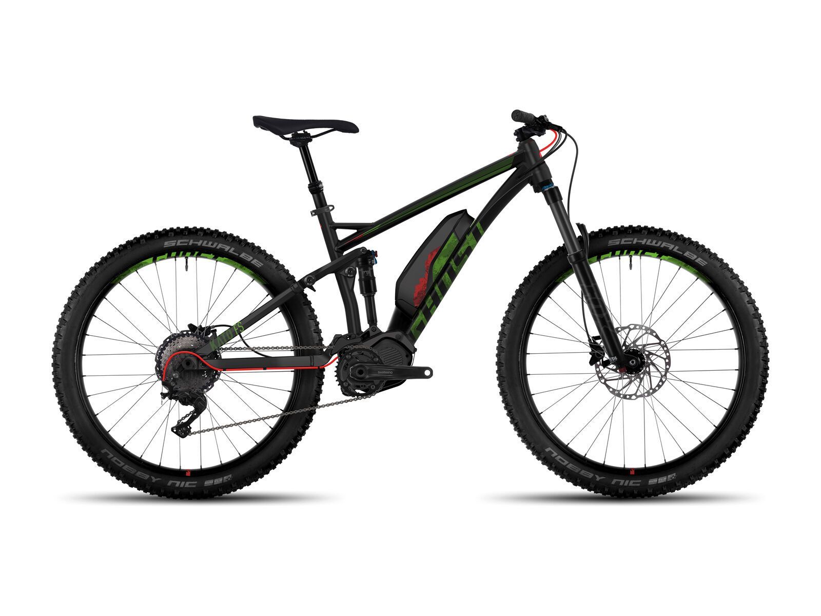 Ghost Hybride Kato FS 6 AL, night black/riot green/neon red - Bild 1
