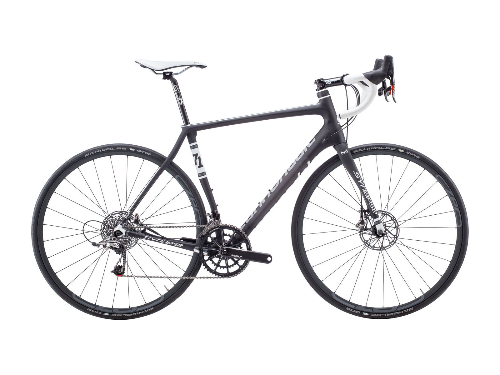 Cannondale Synapse Carbon Hi-Mod Red Disc, jet black with magnesium white, matte - Bild 1