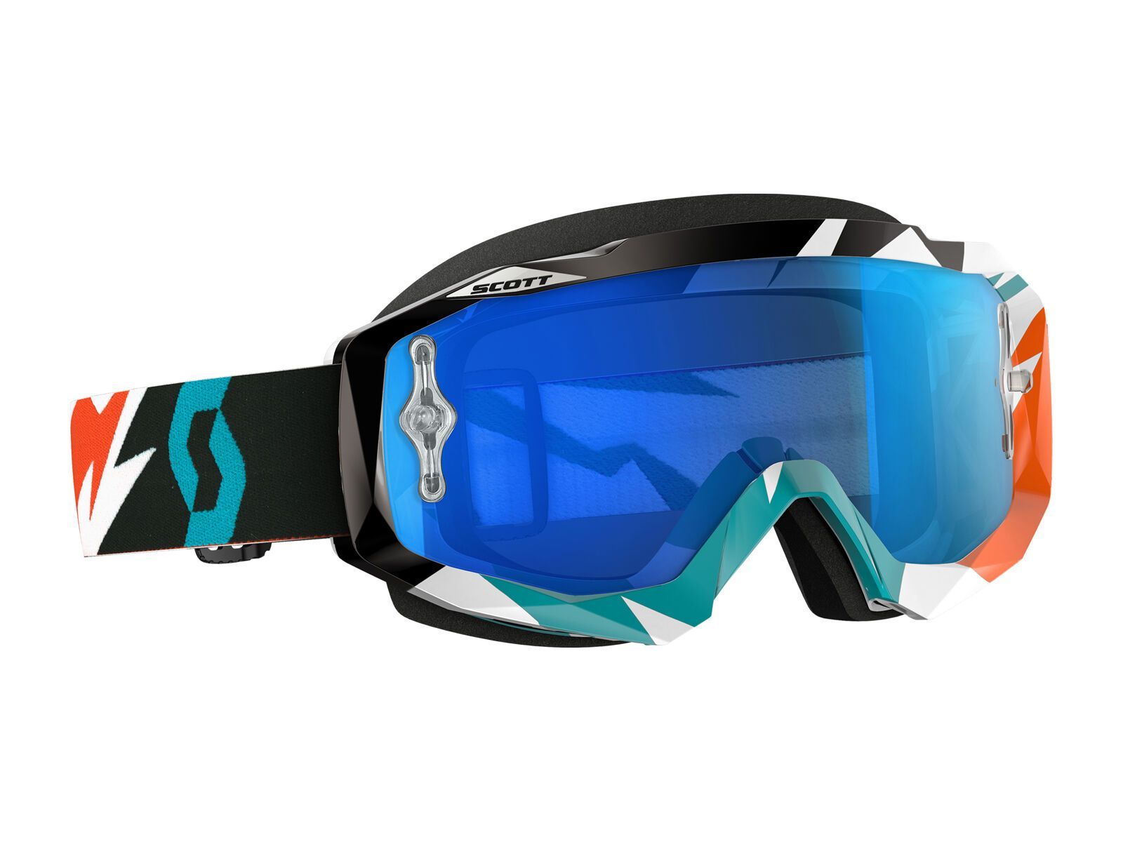 Scott Hustle MX, cracked orange/turquoise electric blue chrome works - Bild 1