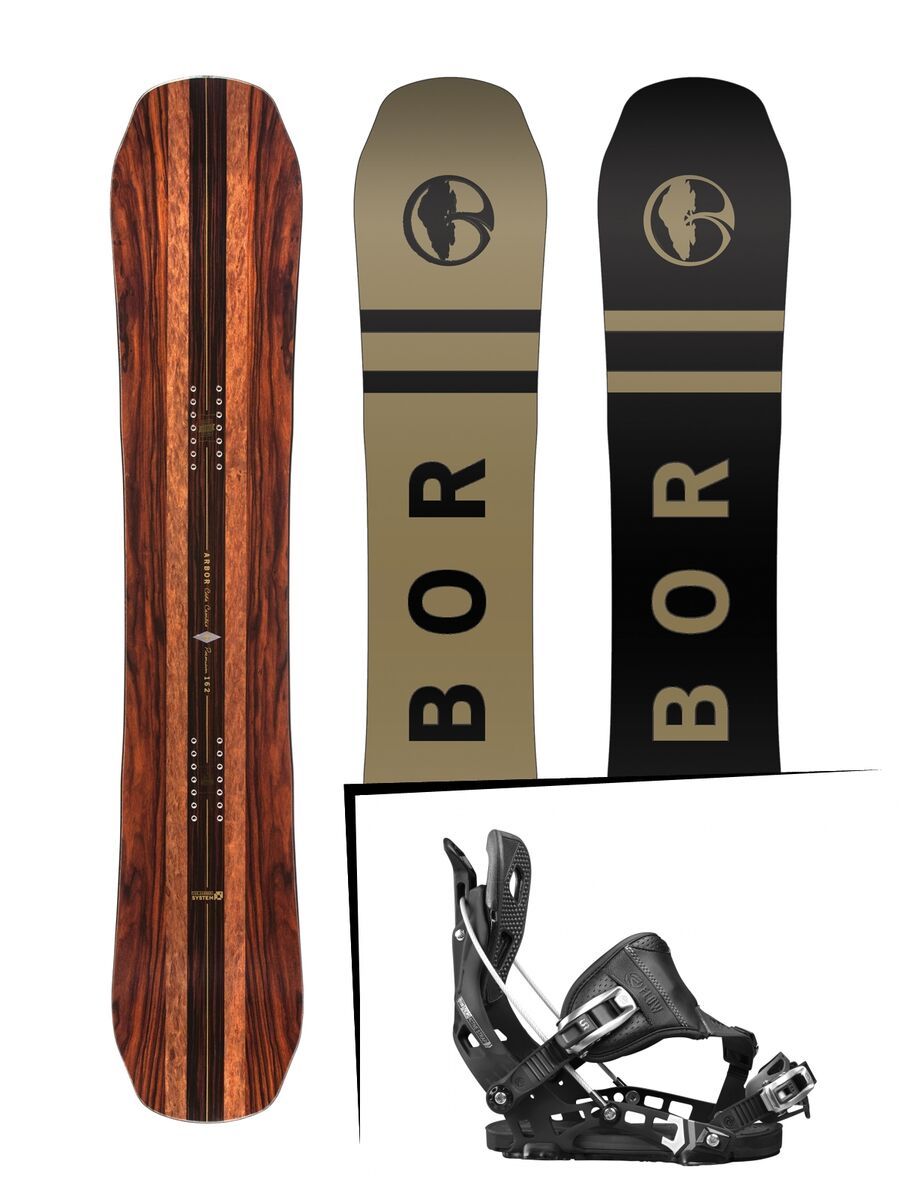 Set: Arbor Coda Camber Premium 2017 + Flow NX2 Hybrid 2017, black - Snowboardset - Bild 1
