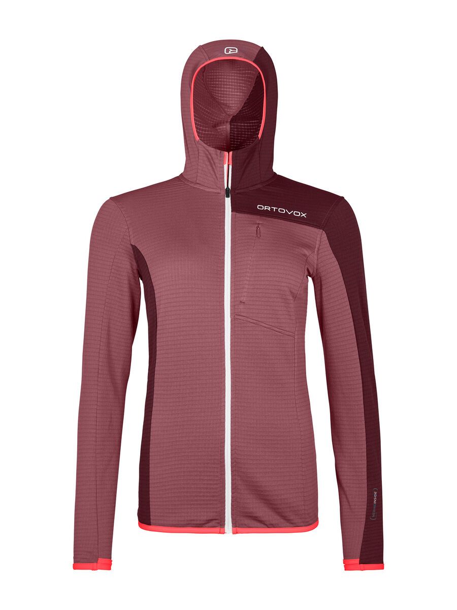 Ortovox Merino Fleece Light Grid Hooded Jacket W, mountain rose - Bild 1