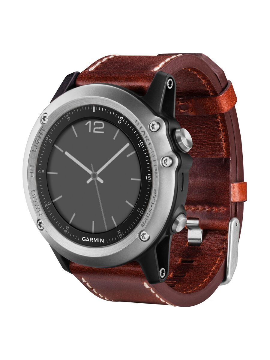 Garmin fenix 3 mit Saphirglas, Lederarmband, silber - Bild 1