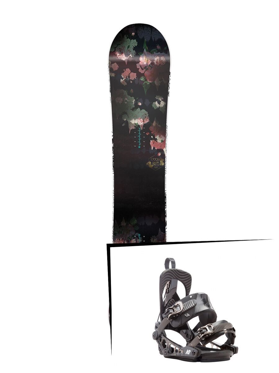 Set: Nitro Fate Flatout 2017 + K2 Cinch Tryst 2017, black - Snowboardset - Bild 1