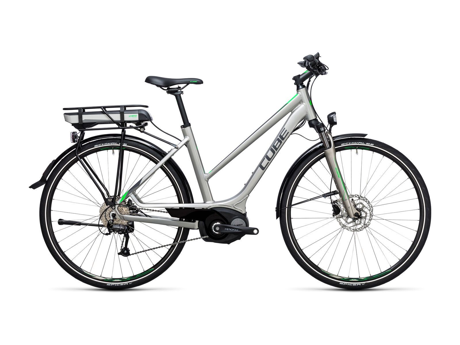 Cube Touring Hybrid ONE 500 Trapeze, silver´n´flashgreen - Bild 1