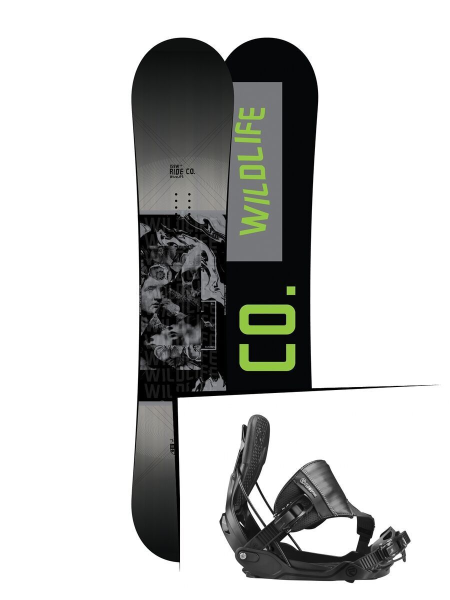 Set: Ride Wild Life Wide 2017 + Flow Five Hybrid 2017, black - Snowboardset - Bild 1