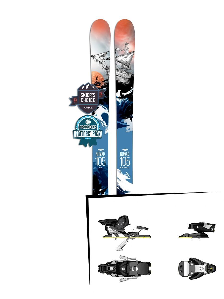 Set: Icelantic Nomad 105 Lite 2018 + Salomon STH2 WTR 13 black/white - Bild 1