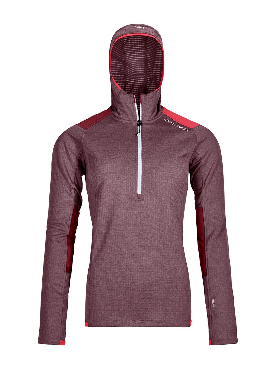 Ortovox Merino Fleece Light Grid Zip Neck Hoody W, dark wine - Bild 1