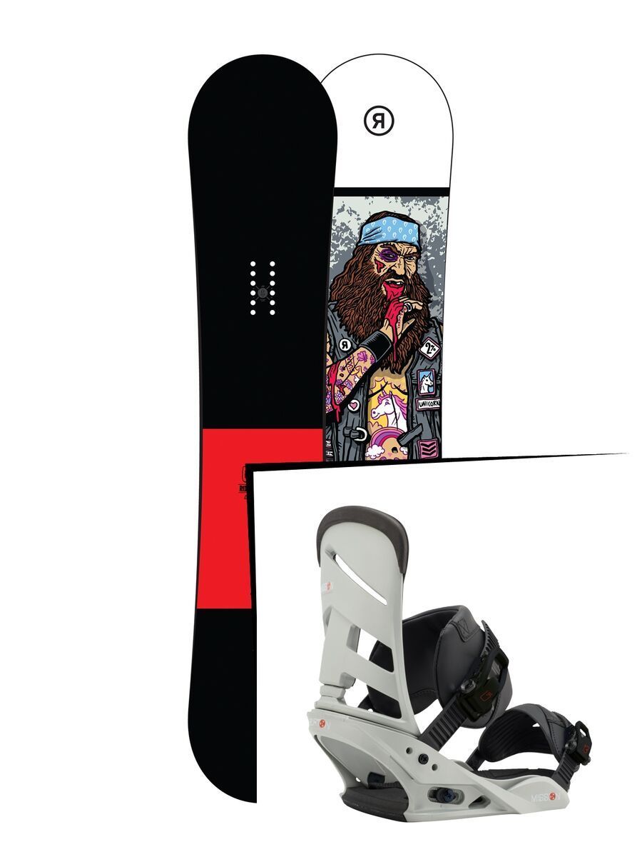 Set: Ride Crook Wide 2017 + Burton Mission 2017, gnarly sheen - Snowboardset - Bild 1