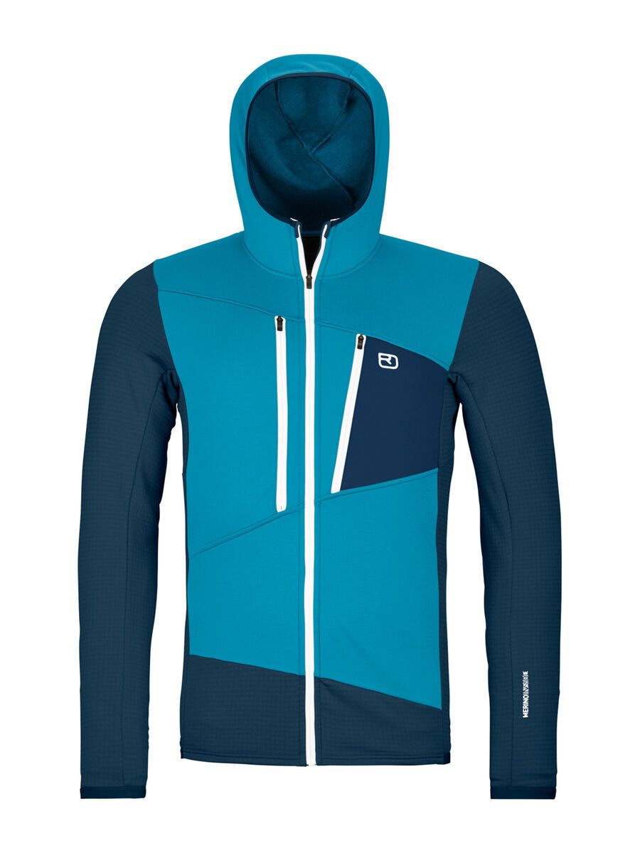 Ortovox Merino Fleece Grid Hoody M, mountain blue - Bild 1
