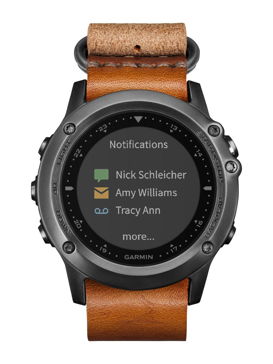 Garmin fenix 3 mit Saphirglas, Lederarmband und Nylonband, grau - Bild 4