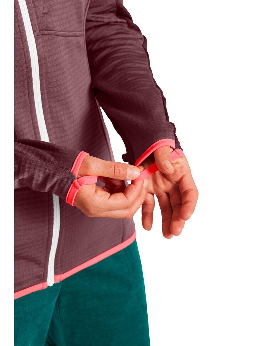Ortovox Merino Fleece Light Grid Hooded Jacket W, wild berry - Bild 4