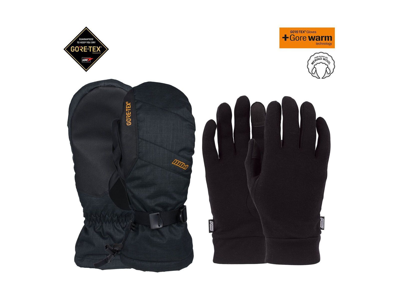 POW Gloves Warner Gore-Tex Long Mitt + Merino Liner, tobacco - Bild 3