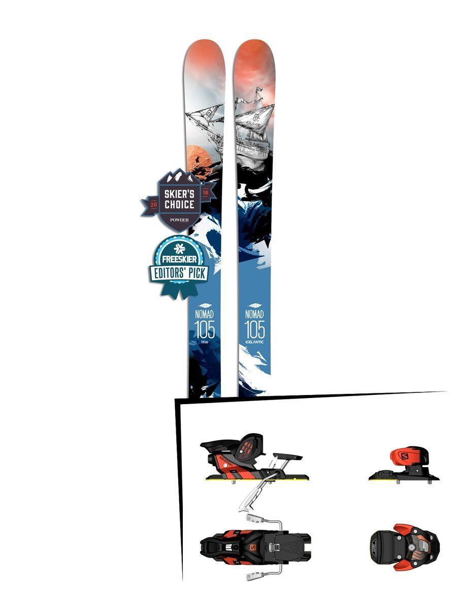 Set: Icelantic Nomad 105 Lite 2018 + Salomon Warden MNC 13 white/black/orange - Bild 1