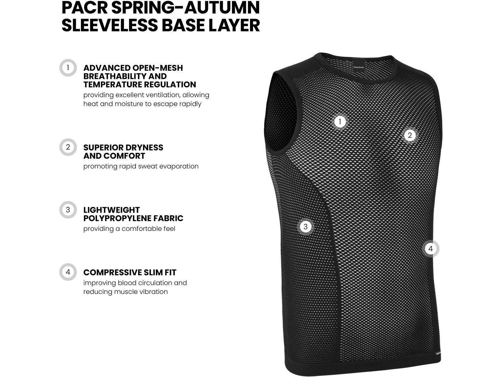 GripGrab PACR Spring-Autumn Sleeveless Base Layer, black - Bild 8