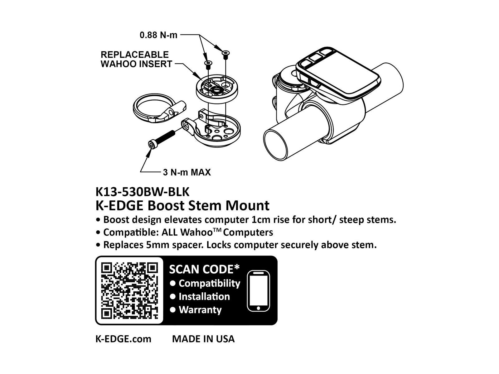 K-Edge Boost Stem Mount Wahoo, black - Bild 4