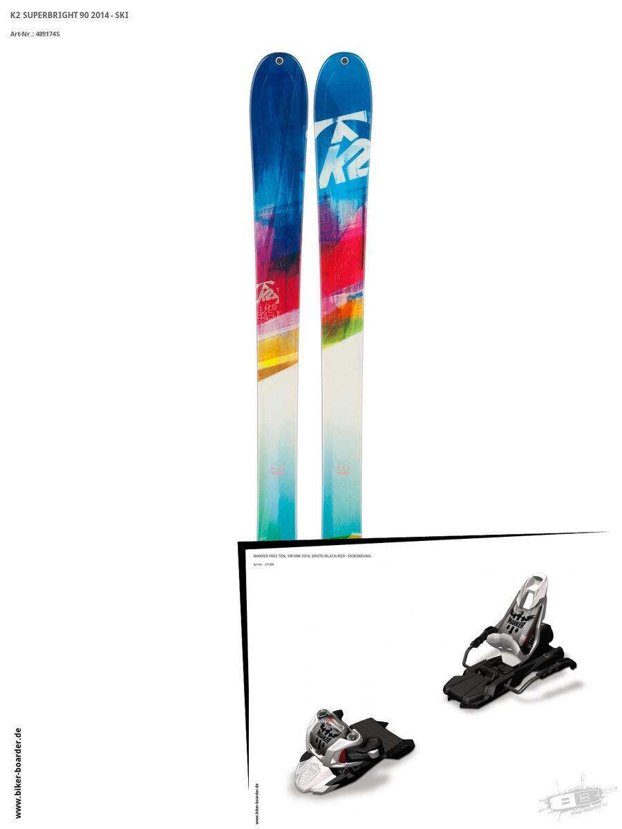 K2 SKI Set: SuperBright 90 2014 + Marker Free Ten - Bild 1