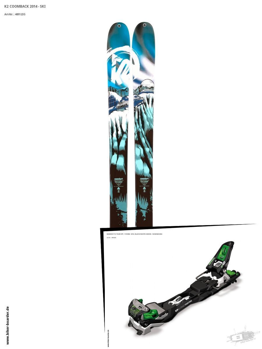 K2 SKI Set: CoomBack 2014 + Marker F12 Tour EPF - Bild 1