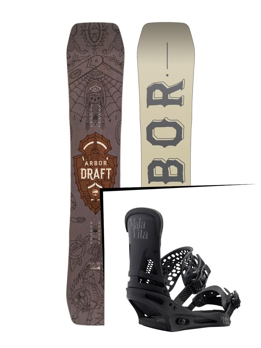 Set: Arbor Draft 2017 + Burton Malavita 2017, black - Snowboardset - Bild 1